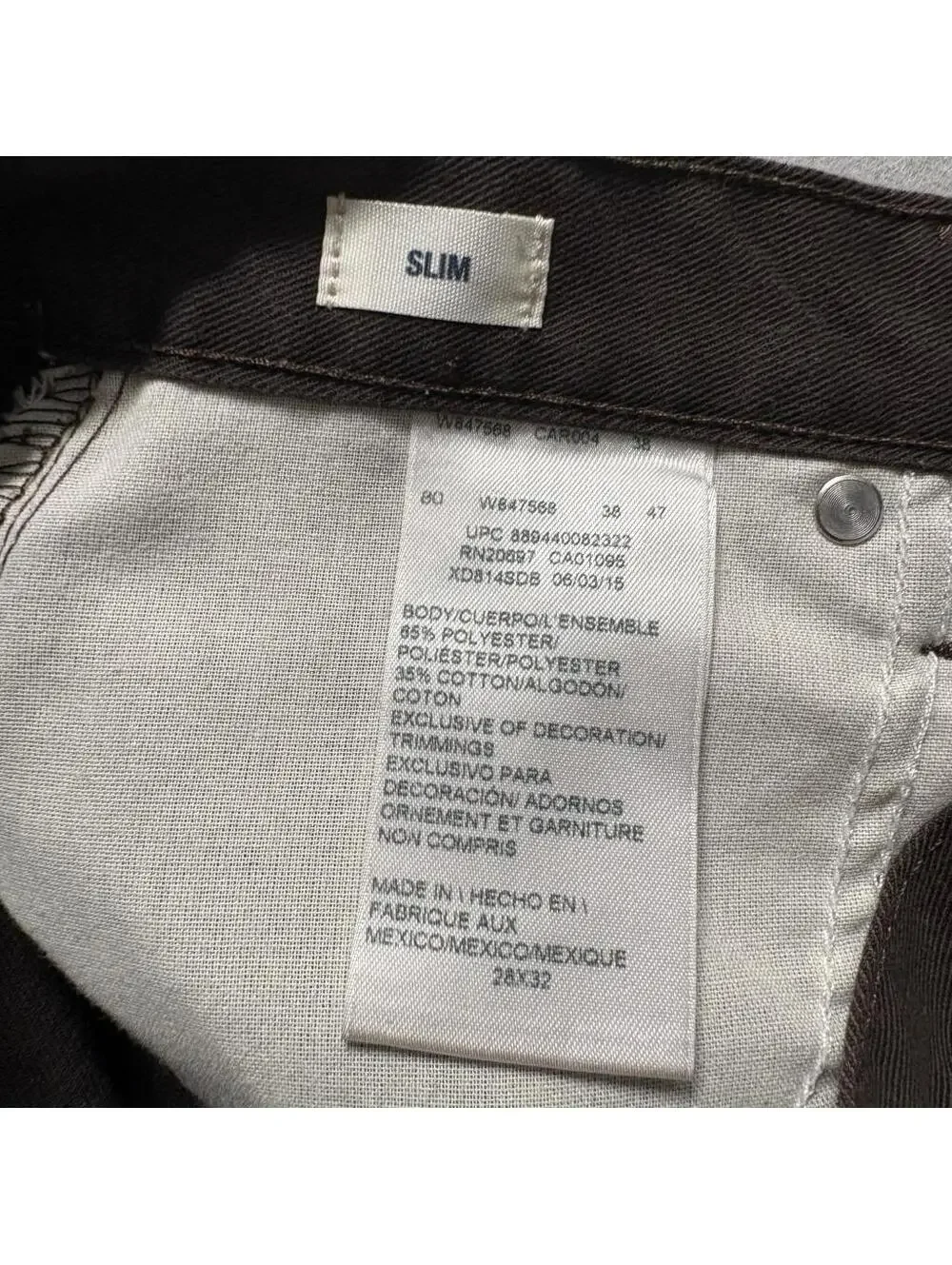 Dickies Slim Fit Pants Mens 28x32 Brown Workwear Chino Flat Front Polyester